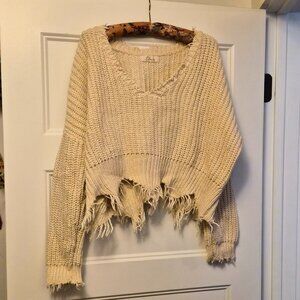 Elan midriff distressed sweater